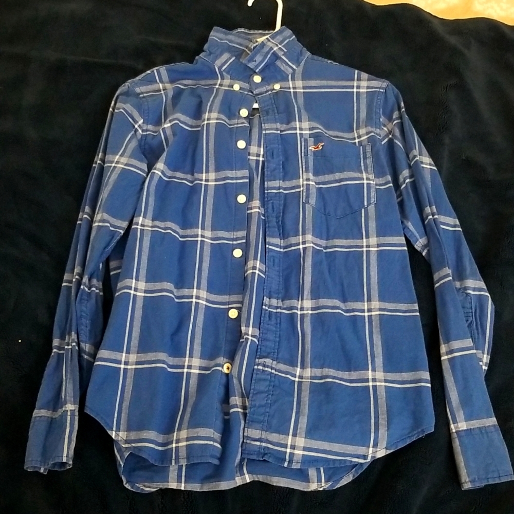 Hollister blue & white twill shirt